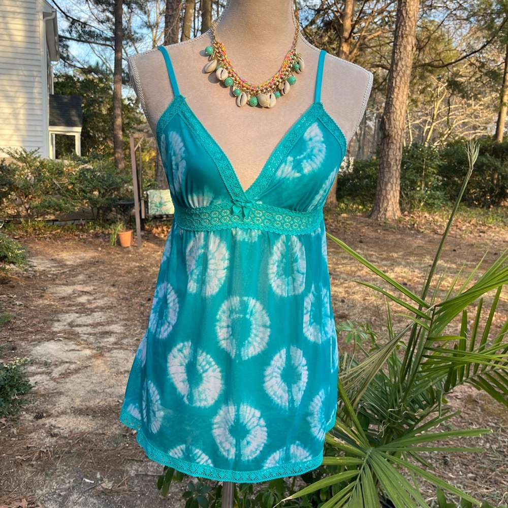 Calypso St. Barth Chemises, Turquoise + White Tie Dye, Medium, GUC